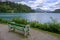 Beautiful lake with bench