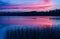 Beautiful lake with colorful sunset sky. Tranquil vibrant landscape