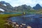 Beautiful lake at Kashmir Great lakes trek in hill station of Sonamarg, Jammu and Kashmir.