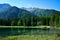 Beautiful lake Lago di Anterselva in the italian dolimites
