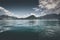 Beautiful lake landscape Iseo lake italy spring mood - desaturated style image