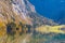 Beautiful Lake Obersee next to Lake Konigssee in autumn colors, close to the famous Watzmann Mountains, near the town of