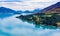 Beautiful Lake Wakatipu surrounded with mountains near Glenorchy