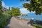 Beautiful lakeside promenade gardone, garda lake, italy
