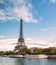 Beautiful landmark eiffel tower on seine river in paris