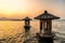 The Beautiful landsape sunset with Stone lantern at the West lake in hangzhou China