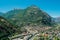 Beautiful landscape in the Aosta Valley mountainous region in northwestern Italy. Alpine valley in summer seen from fort Bard.