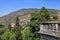 Beautiful landscape with balustrade terrace in old village, Tuscany, Italy