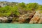 Beautiful landscape on the beach Cala En Porter on Menorca