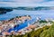 Beautiful landscape of Bergen seen from Mount Floibanen