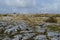 Beautiful landscape in Burren with rocky fields and blue skies