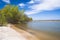 Beautiful landscape. Calm river, sandy beaches.