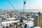 Beautiful landscape and cityscape from Hakodate Mountain with Snow in winter season. landmark and popular for attractions in