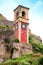 Beautiful landscape with a clock and bell tower in the old fortress in Kerkira, Corfu, Greece. popular tourist attractions.