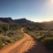 A beautiful landscape of a dirt path in the Cederberg mountains in South Africa made with Generative AI