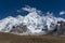 Beautiful Landscape of Everest and Lhotse peak from Gorak Shep. During the way to Everest base camp.