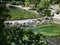 Beautiful landscape with the famous Sorgue river and its pure water at Fontaine de Vaucluse in Provence