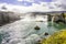 Beautiful Landscape Godafoss Waterfall and Cliff in East Iceland