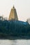 Beautiful landscape of gold Buddhagaya pagoda, Buddhist sanctuary, Sangklaburi, Thailand