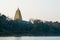 Beautiful landscape of gold Buddhagaya pagoda, Buddhist sanctuary, Sangklaburi, Thailand