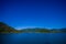 Beautiful landscape with gorgeous blue sky in a sunny day seen from ferry from north island to south island, in New