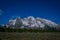 Beautiful landscape of the Grand Tetons range and peaks located inside the Grand Teton National Park, Wyoming, with