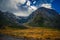 Beautiful landscape of high mountain glacier at milford sound, in south island in New Zealand