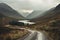 Beautiful landscape image of a mountain road in the Scottish Highlands