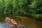 Beautiful landscape, kayaks, river in Poland