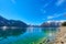 Beautiful landscape of lake Achen on a sunny day in the Austrian Alps. Photo taken in Spring.