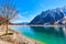 Beautiful landscape of lake Achen on a sunny day in the Austrian Alps. Photo taken in Spring.