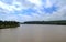 Beautiful landscape of lake, clouds and trees