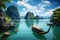 Beautiful landscape with longtail boats in Halong bay, Vietnam, Beautiful landscape Halong Bay view from adove the Bo Hon Island,