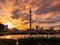 Beautiful landscape of Monas Monument in Medan Merdeka Square, Jakarta in the cloudy sunset