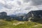 Beautiful landscape in Montenegro with fresh grass and beautiful peaks. Durmitor National Park in Montenegro part of Dinaric Alps.