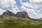 Beautiful landscape in Montenegro with fresh grass and beautiful peaks. Durmitor National Park in Montenegro part of Dinaric Alps.