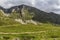 Beautiful landscape in Montenegro with fresh grass and beautiful peaks. Durmitor National Park in Montenegro part of Dinaric Alps.