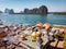 Beautiful landscape mosque sea and sky in summer at Punyi island, Ko Panyi or Koh Panyee, Muslim fisherman village