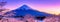 beautiful landscape of mount fuji in autumn at sunset panorama style in high resolution