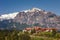 Beautiful landscape of mountain and the hotel Llao Llao near San Carlos de Bariloche town, Patagonia, Argentina