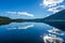 Beautiful landscape of mountain range reflection in the water