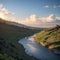 Beautiful landscape of the mountains of Galilee and Golan Heights via Jordan River made with Generative AI
