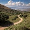 Beautiful landscape of the mountains of Galilee and Golan Heights via Jordan River made with Generative AI