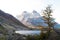 Beautiful landscape of Nordenskjold lake and Cordillera del Paine in autumn