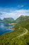 Beautiful landscape over the fjord of Senja Island from Bergsbotn Platform,  Norway