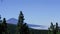 Beautiful landscape - a overall view of the active volcano above the clouds and coniferous forest. Teide, Tenerife.