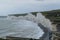 Beautiful landscape overlooking green fields and white cliffs in England