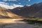 Beautiful landscape of Padum village in Zanskar valley at late evening, Jammu Kashmir, Himalaya mountains range in  India