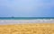 Beautiful landscape panorama strong waves Bentota Beach on Sri Lanka