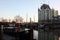 Beautiful landscape of the panoramic downtown harbor of rotterdam